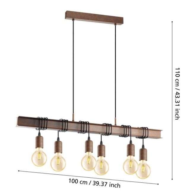 Eglo Townshend 6 Light Pendant Antique Brown - 49859