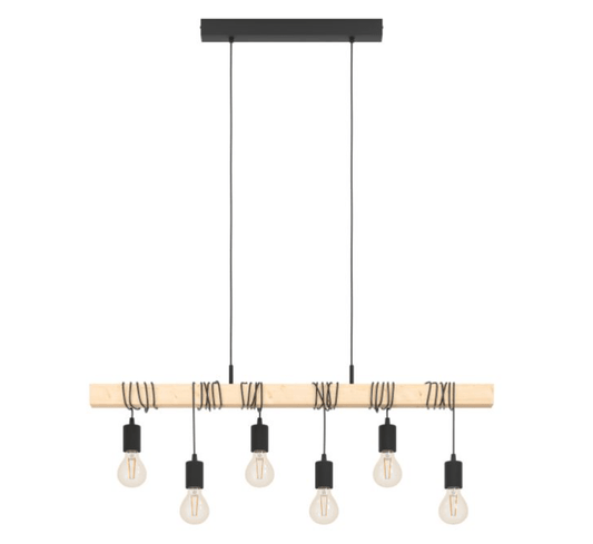 Eglo Townshend 6 Light Pendant Black & Brown - 95499 - Mases LightingEglo