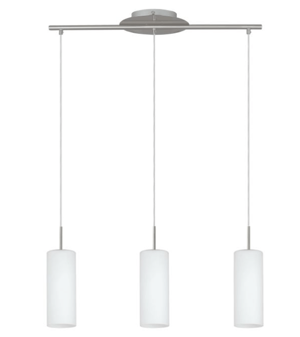 Eglo Troy 3 Light Pendant Satin Nickel & White - 85978 - Mases LightingEglo