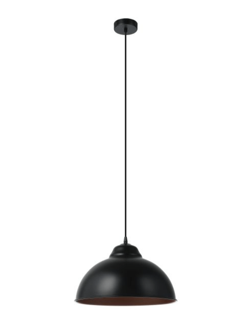 Eglo Truro 1 Light Pendant Black & Copper 370mm - 49247