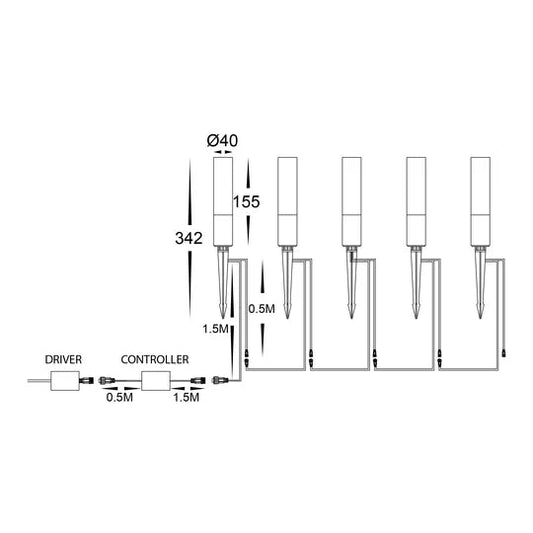 Havit Akril Aluminium Black CCT Garden Spike 5 Light Kit - HV1449CCT - BLK - KIT - Mases LightingHavit Lighting