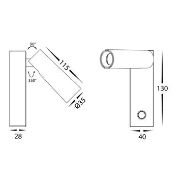 Havit Lesen 3W LED Adjustable Wall Light White HV3686T - WHT - Mases LightingHavit Lighting