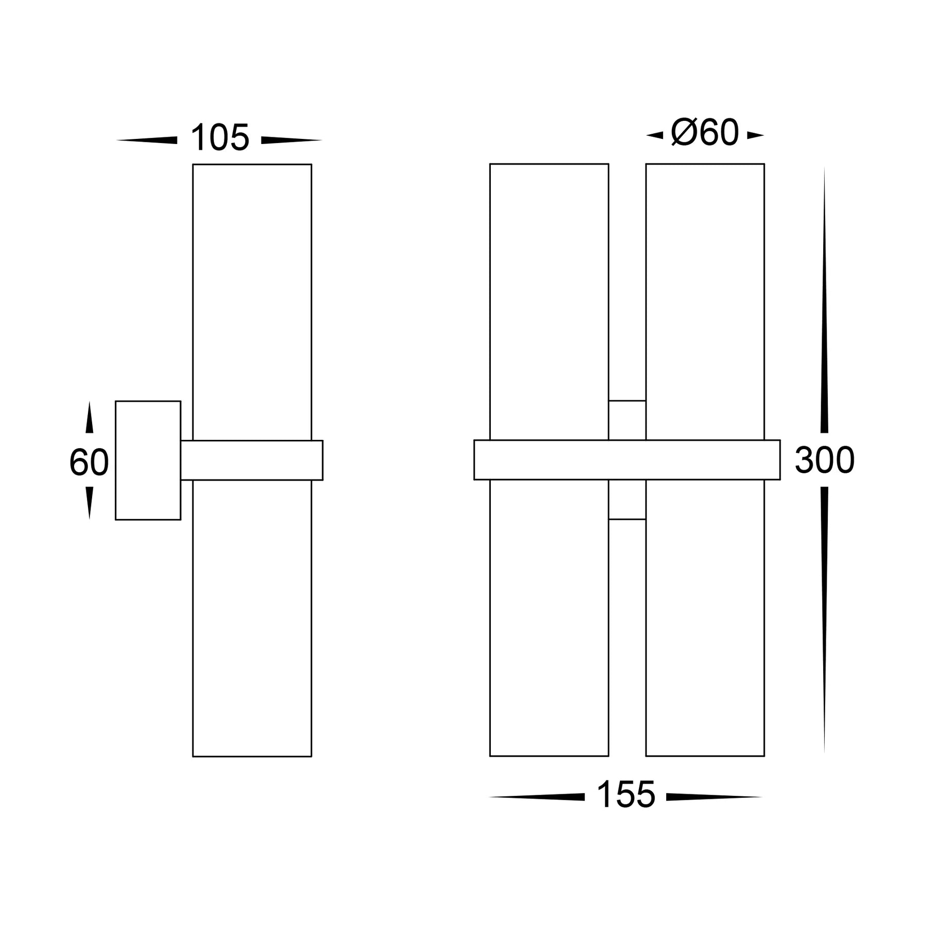 Havit Luz Double Black TRI Colour Up & Down Wall Pillar Lights - Mases LightingHavit Lighting