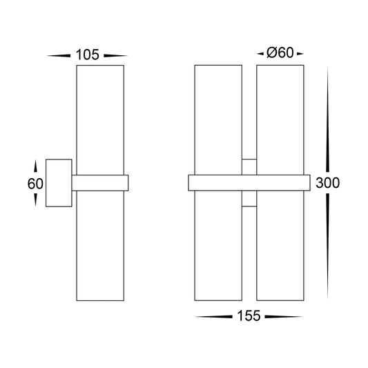 Havit Luz Double Black TRI Colour Up & Down Wall Pillar Lights - Mases LightingHavit Lighting