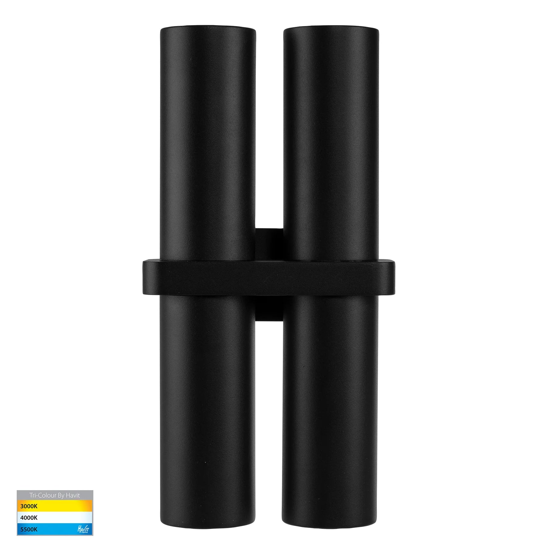 Havit Luz Double Black TRI Colour Up & Down Wall Pillar Lights - Mases LightingHavit Lighting