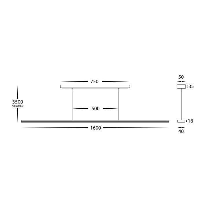 Havit Proline 6006T Black or White 1600mm Slim LED Pendant - Mases LightingHavit Lighting