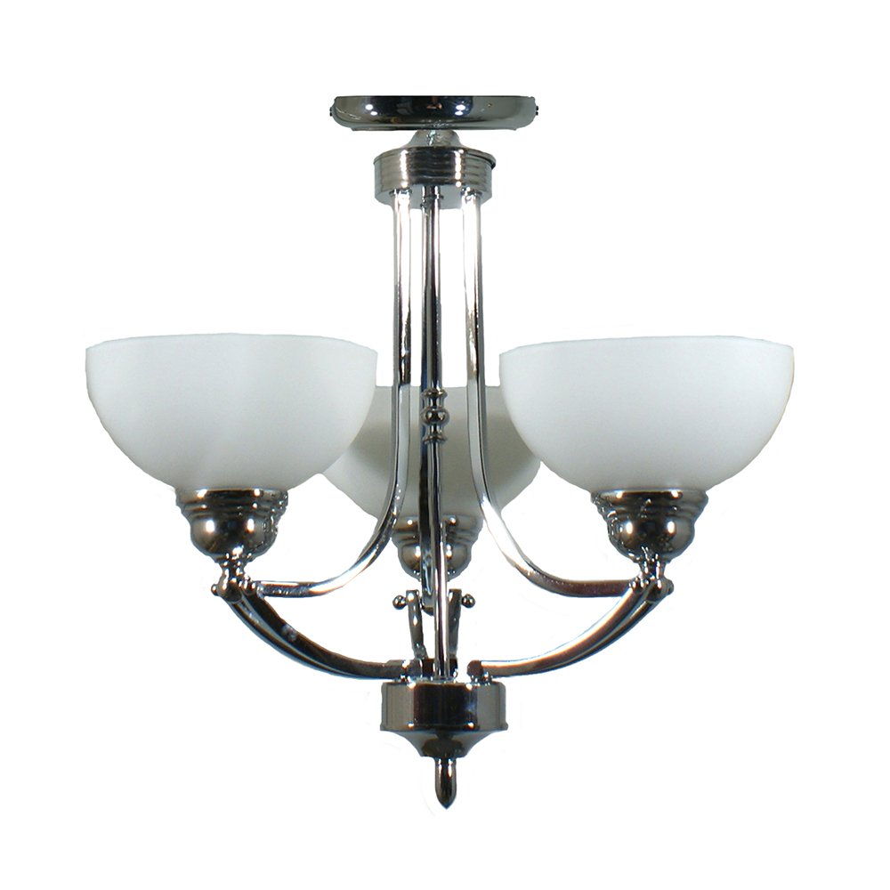 HOUSTON 3 Light Semi Flush Chrome or Bronze with opal matt glassware Pendant Light - Mases LightingLode Lighting