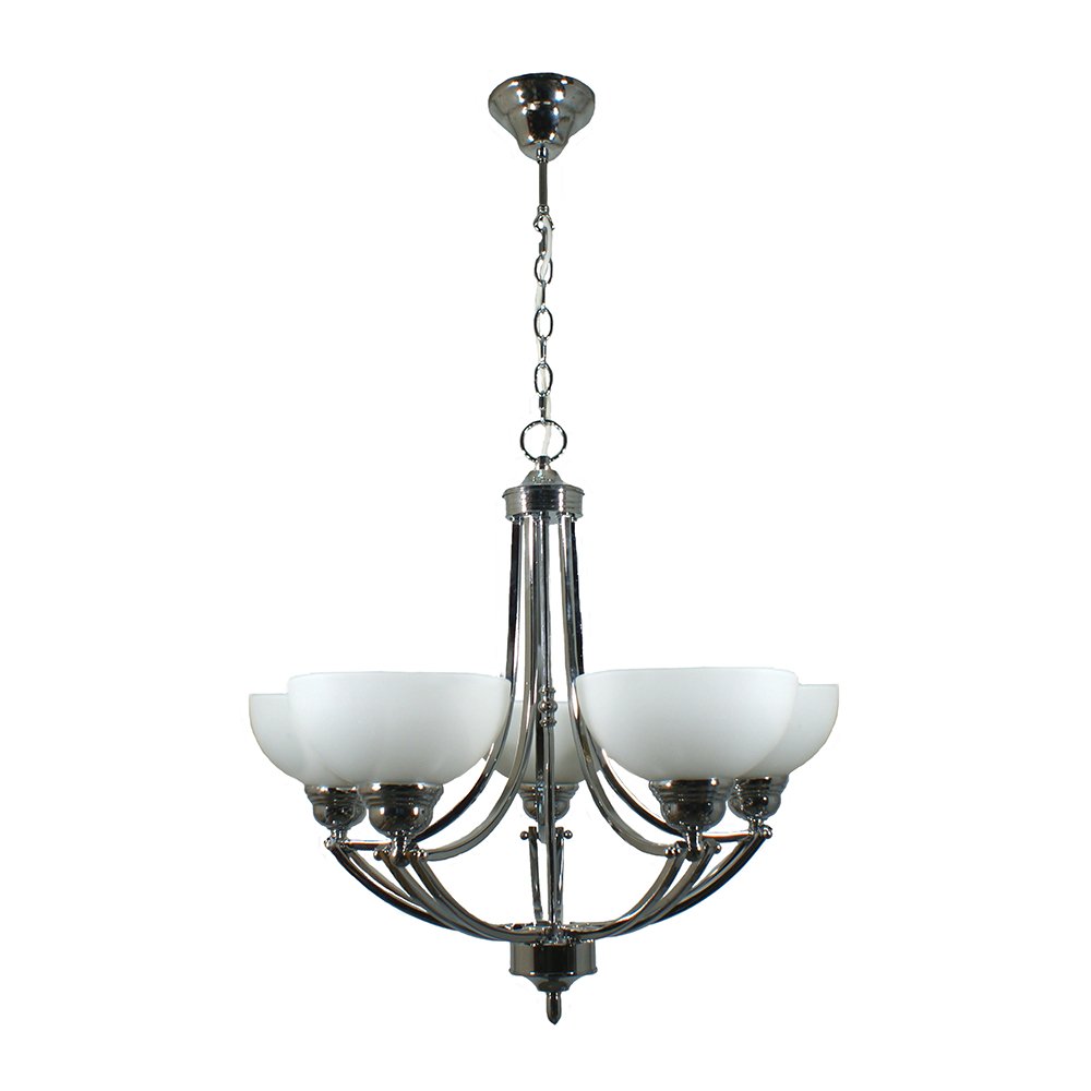 HOUSTON 5 Light Chrome or Bronze with opal matt glassware Pendant Light - Mases LightingLode Lighting