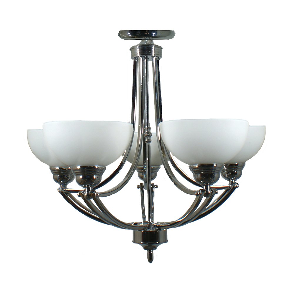 HOUSTON 5 Light Semi Flush Chrome or Bronze with opal matt glassware Pendant Light - Mases LightingLode Lighting