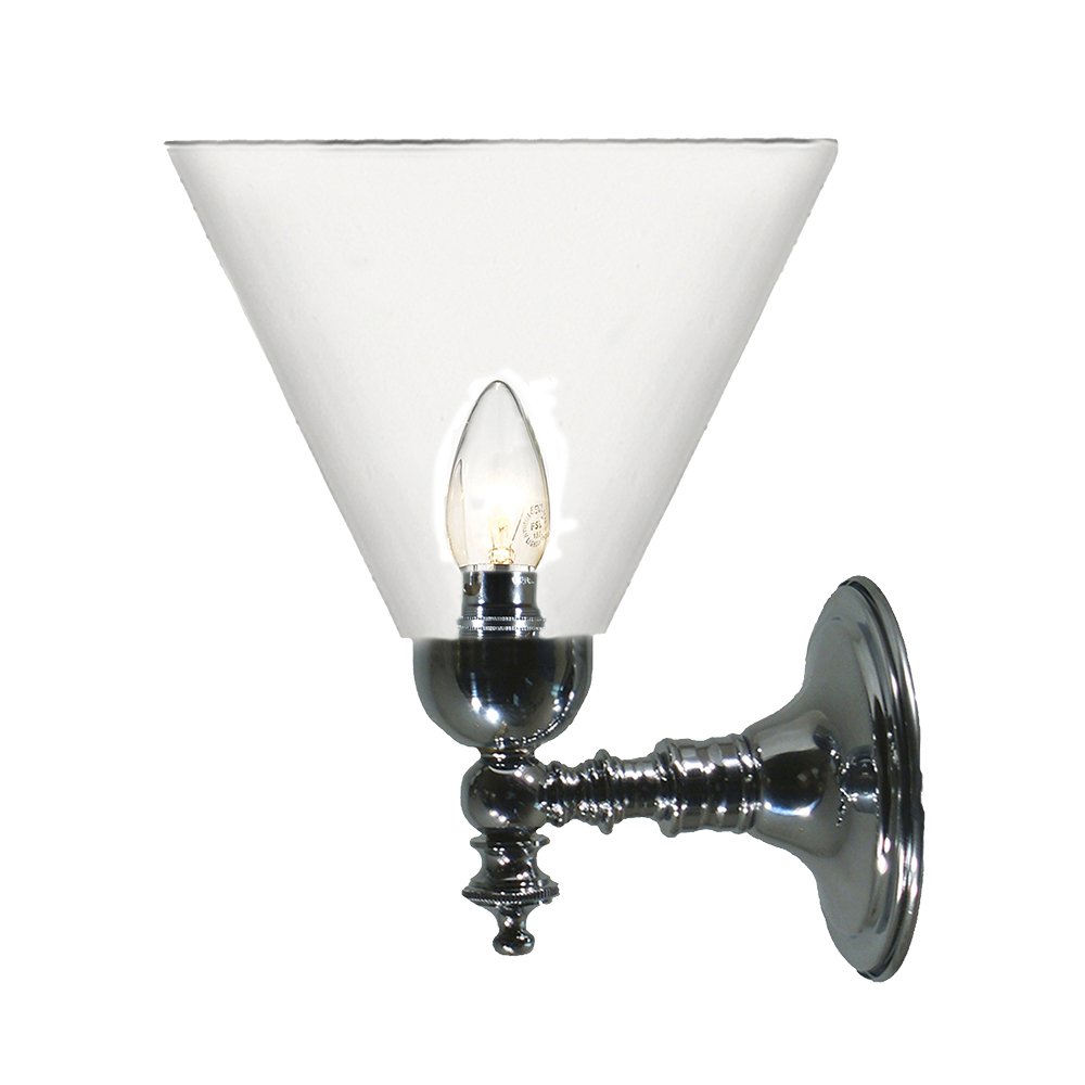 KOSCINA 1 Light Clear or Frost Glass Wall Light - Chrome or Brass - Mases LightingLode Lighting