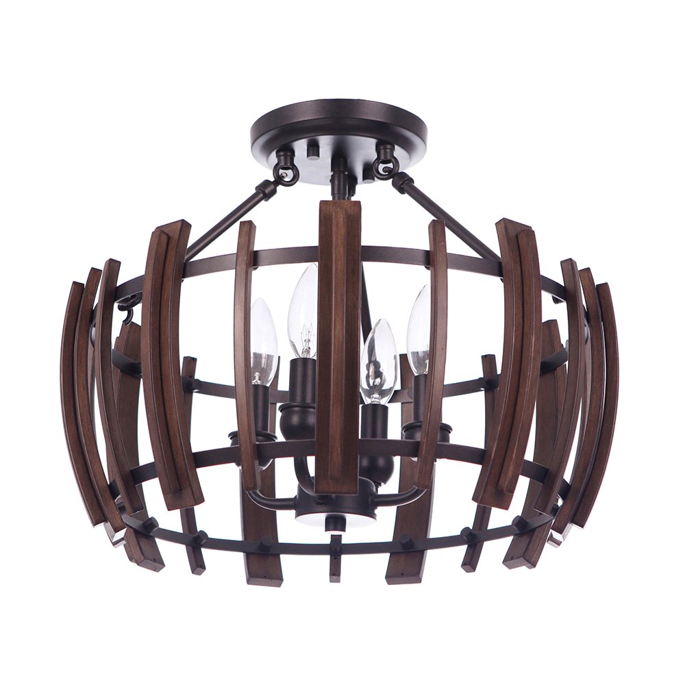LAKEWOOD 4 Light Bronze Semi Flush Pendant Light - Mases LightingLode Lighting