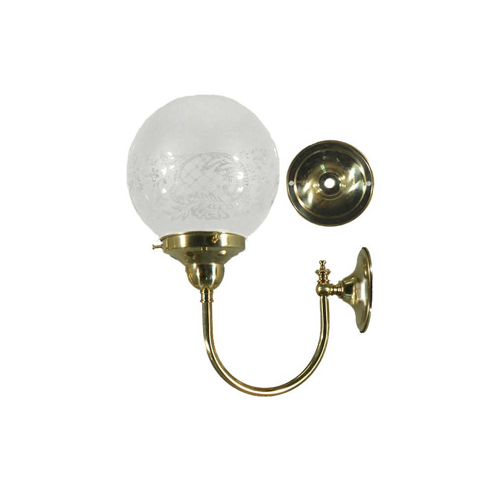 LUKE 1 Light Brass With Sphere Opal Glass or Sheffield Glass Wall Light