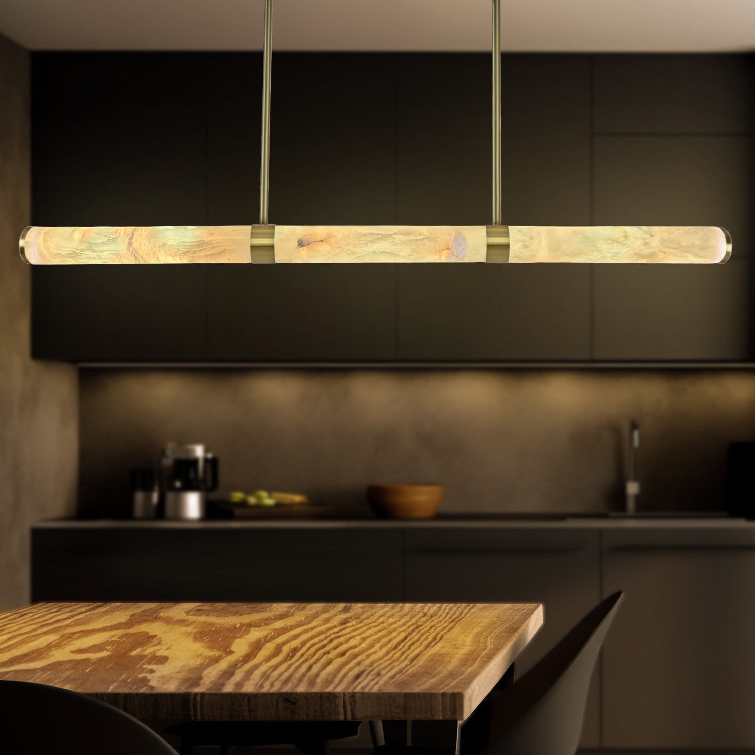 MADISON Spanish Marble Linear LED Pendant - Black, Brass, Antique Brass and Coffee  | Lighting Creations