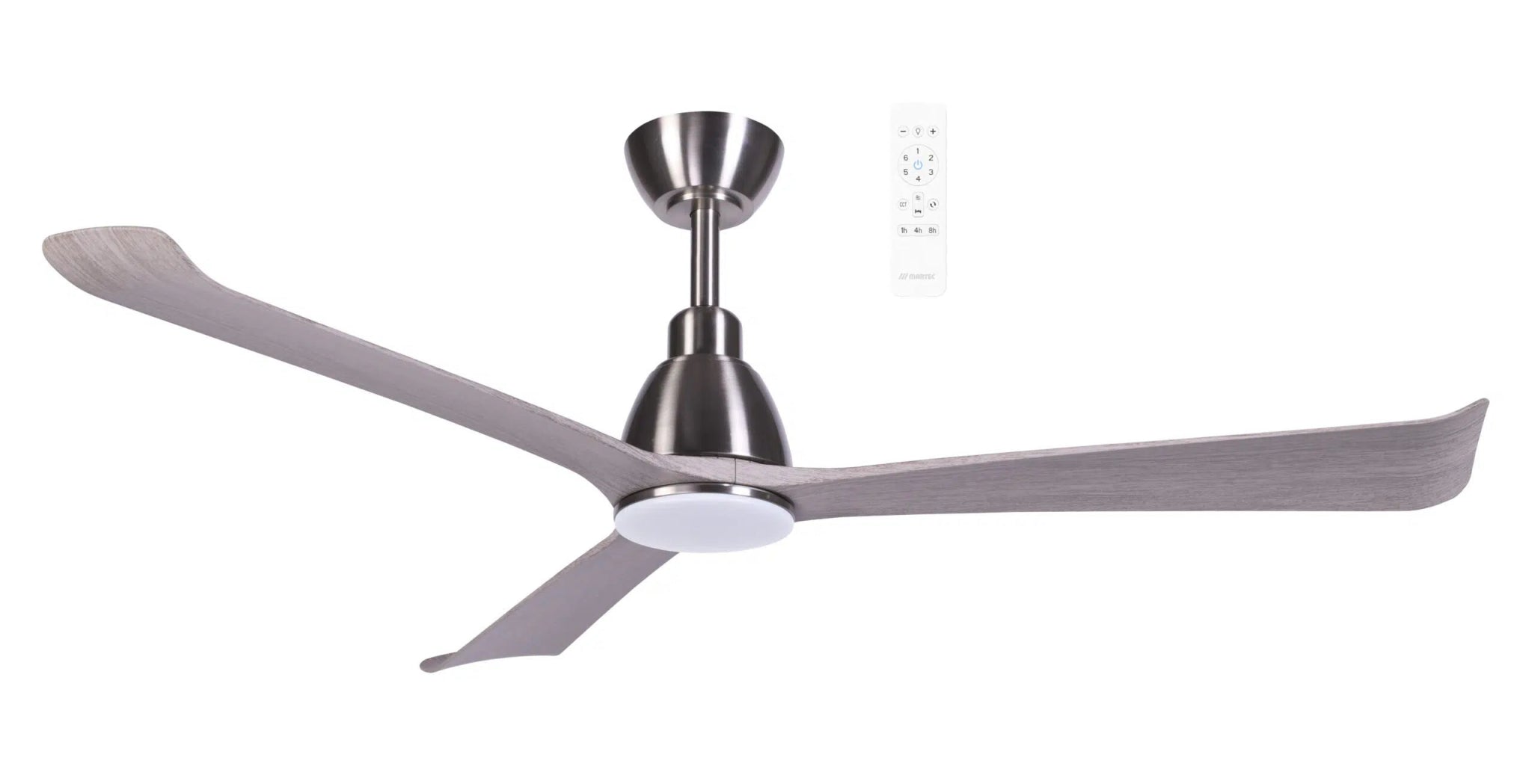 Martec Polo 52" DC Smart Ceiling Fan with Remote Control With Dimmable LED Light - Matt White, Matt White/Walnut or Nickel/Driftwood - Mases LightingMartec