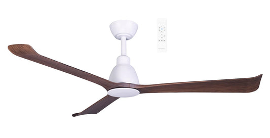Martec Polo 52" DC Smart Ceiling Fan with Remote Control Without Light - Matt White, Matt White/Walnut or Nickel/Driftwood - Mases LightingMartec