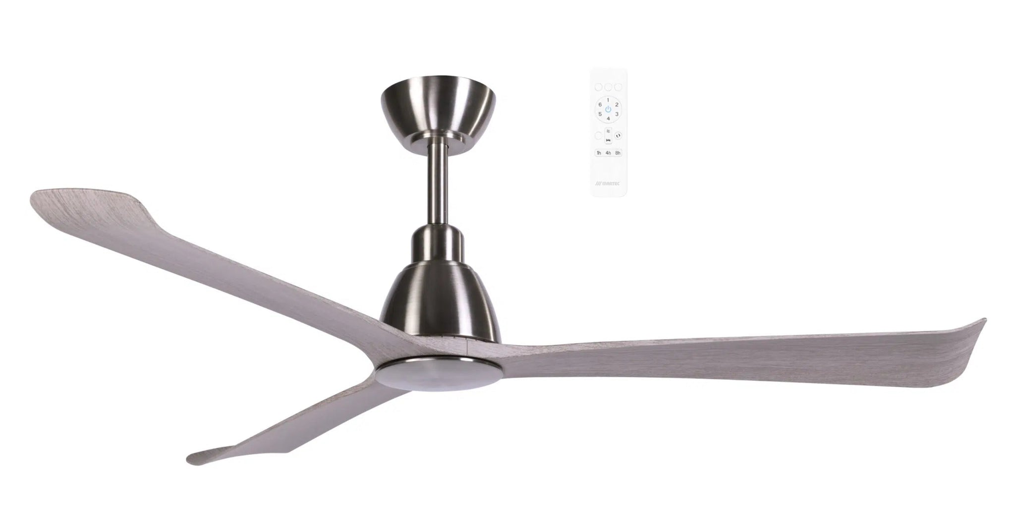 Martec Polo 52" DC Smart Ceiling Fan with Remote Control Without Light - Matt White, Matt White/Walnut or Nickel/Driftwood - Mases LightingMartec