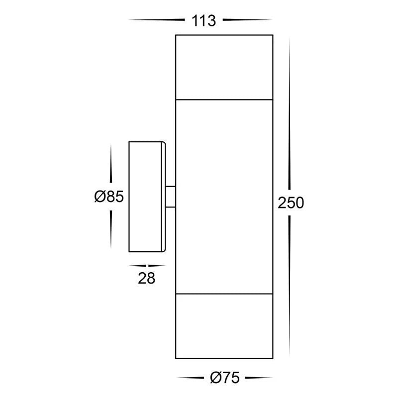 Maxi Up/Down LED Wall Light CCT 24w in 316 Stainless Steel - Mases LightingHavit Lighting