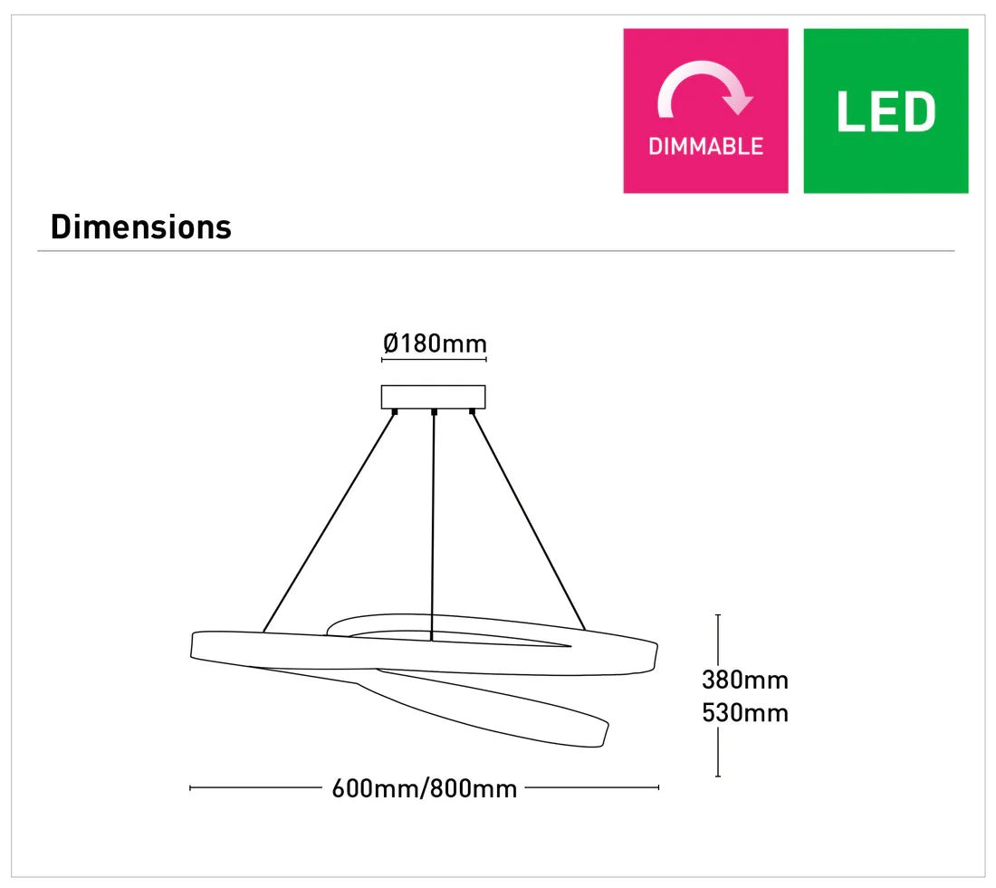 Mercator Armstrong 1Lt 80cm Led Pendant Light - Black