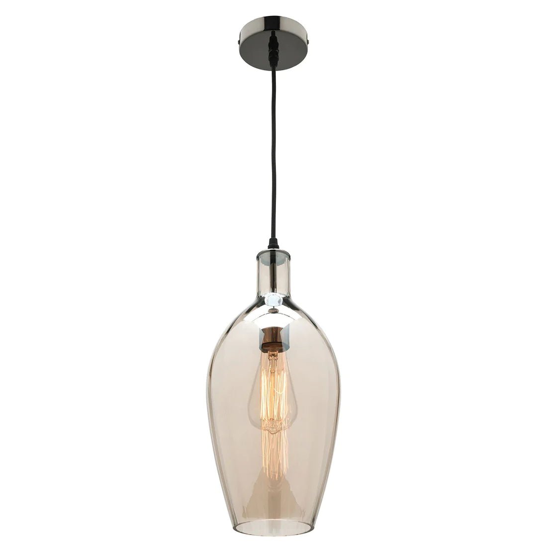Mercator Belmont 1Lt Pendant Light - Clear/Cognac/Smoke