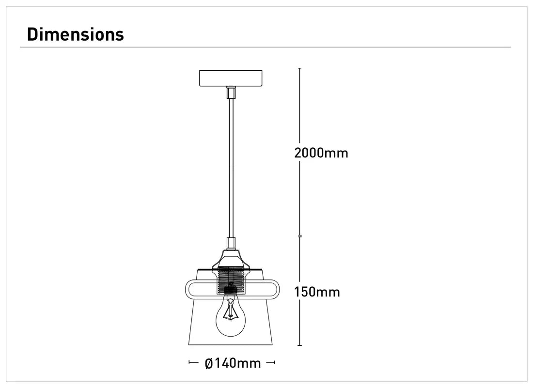 Mercator Dixie 1Lt Pendant Light - Smoke