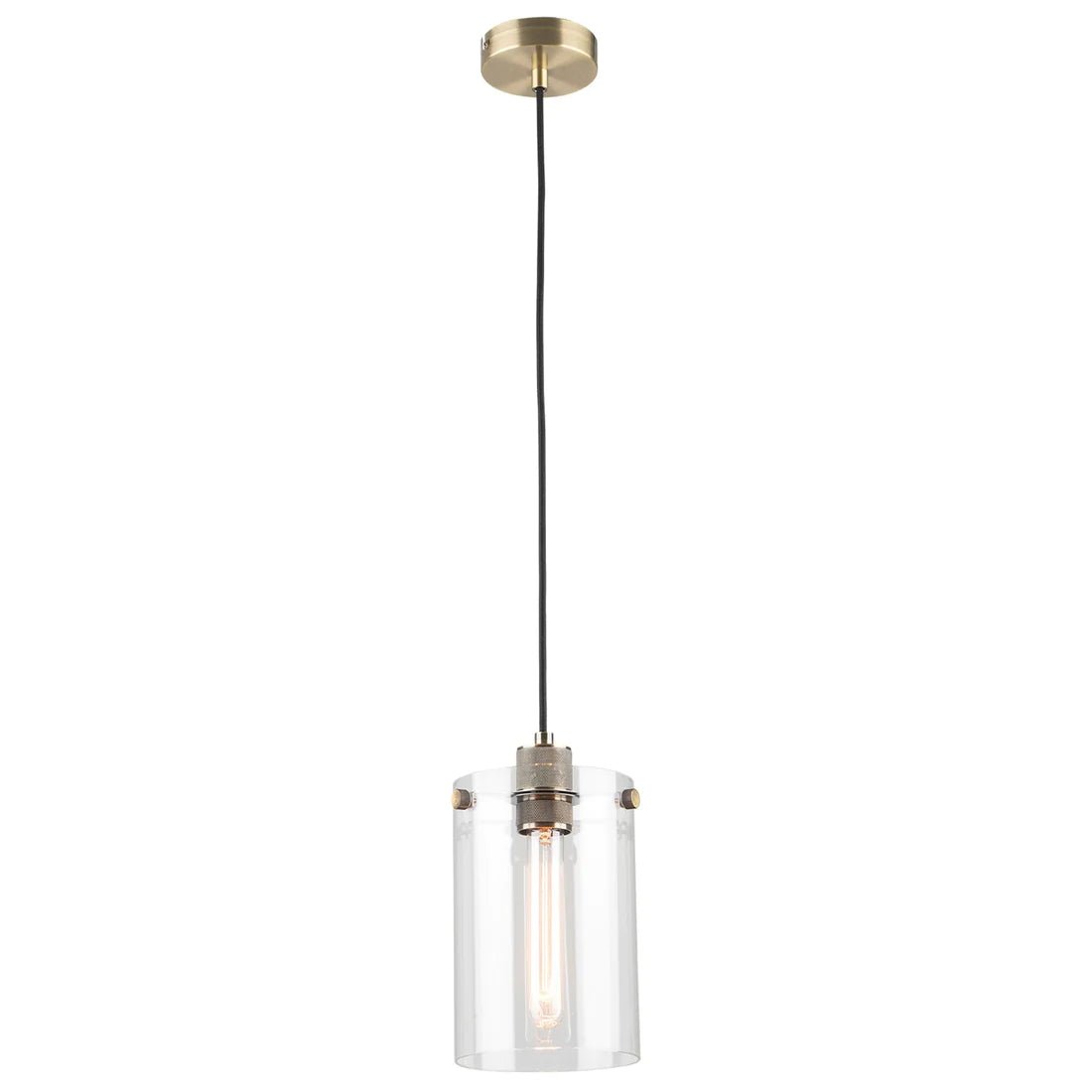 Mercator Fallon 1Lt Pendant Light - Antique Brass/Brushed Chrome - Mases LightingMercator