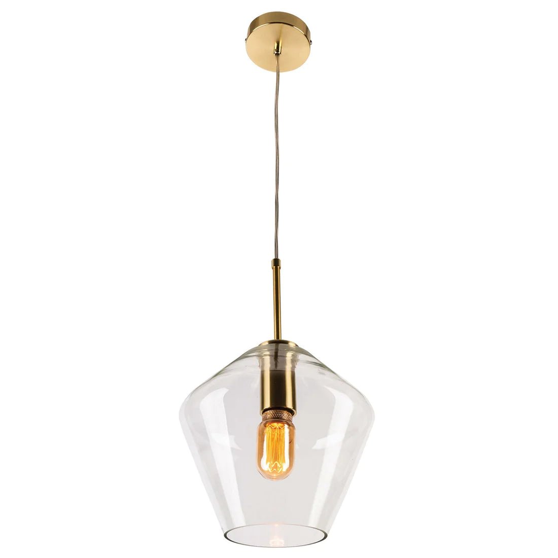 Mercator Melba 1Lt Small Pendant Light - Brushed Brass/Black - Mases LightingMercator