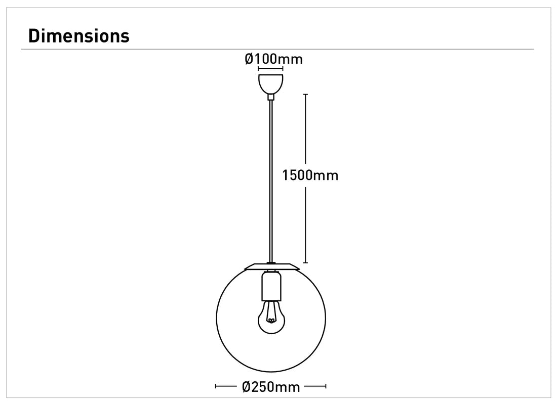 Mercator Toledo 25cm 1Lt Pendant Light - Chrome