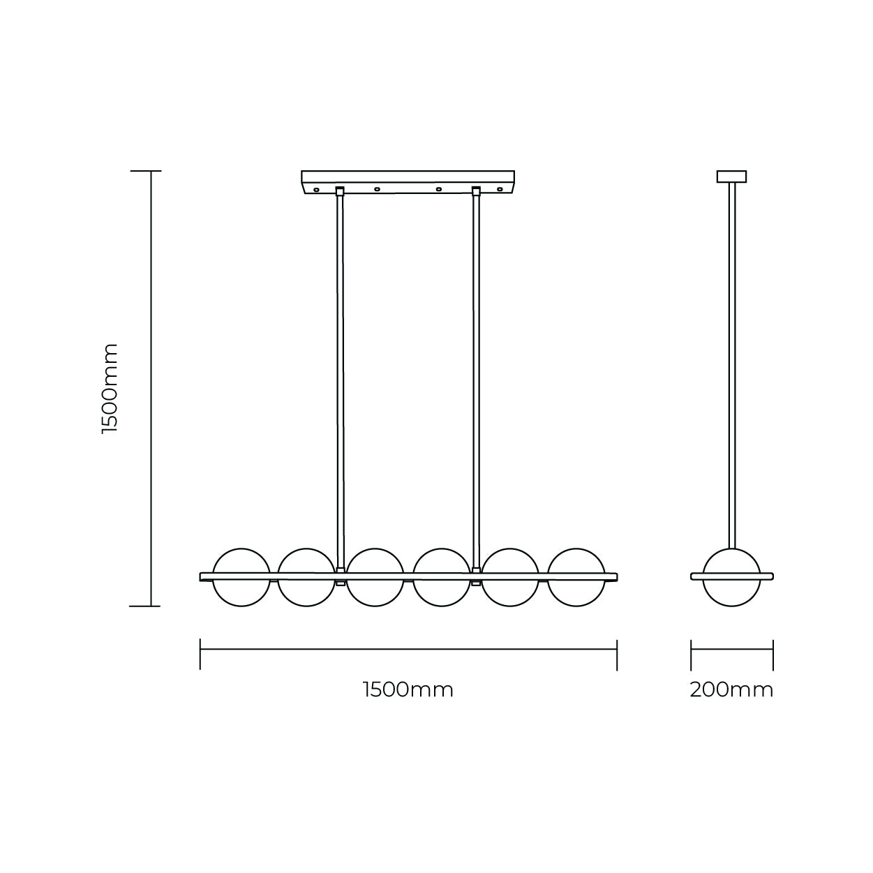The Meridian 6 Light Linear Pendant | Lighting Creations