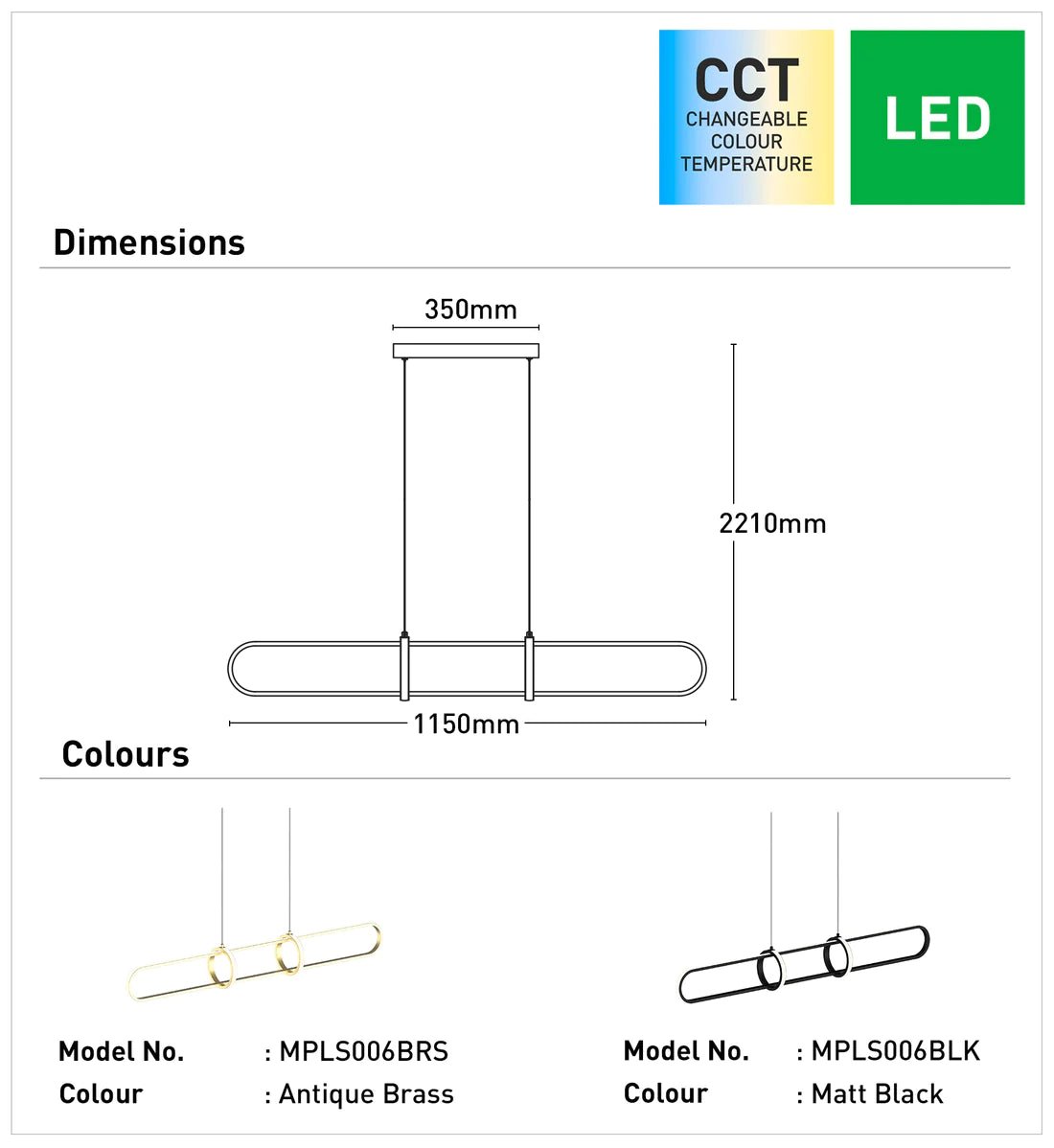 Modern LED Pendant Light CCT 30w Black, Brass - Mases LightingMercator