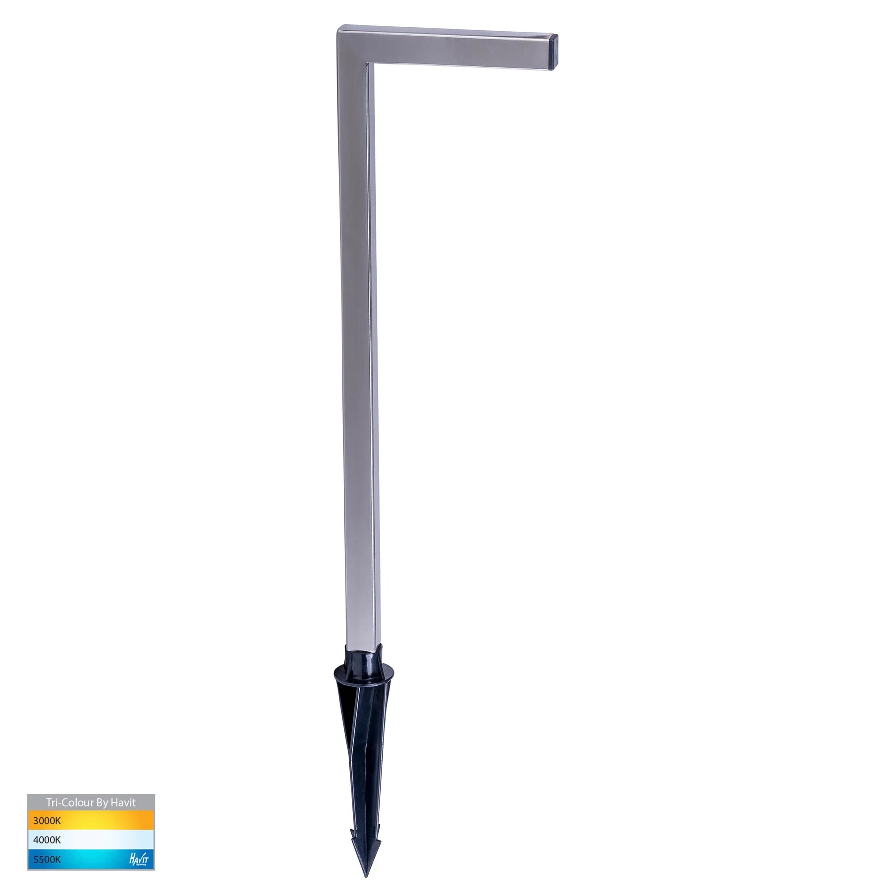 Nedia Square 7w Tri Colour Aluminium Black, Antique Brass, Stainless Steel Garden Spike Light HV1459T - BLK - Mases LightingMartec