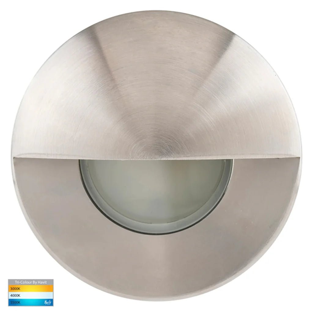 Ollo LED Step Light with Eyelid TRI Colour 5w in BLK/SS316/CP/AB/BR/GPH Havit Lighting - HV19012T - Mases LightingHavit Lighting