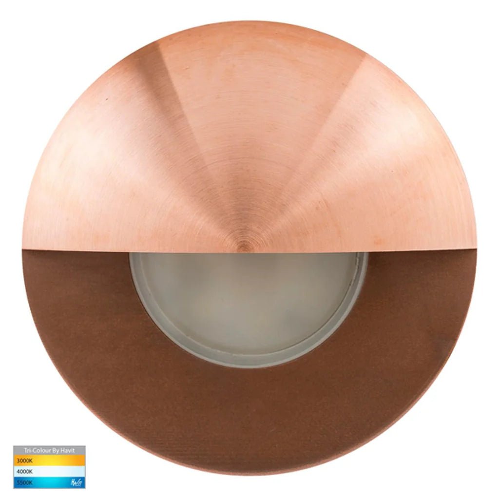 Ollo LED Step Light with Eyelid TRI Colour 5w in BLK/SS316/CP/AB/BR/GPH Havit Lighting - HV19012T - Mases LightingHavit Lighting