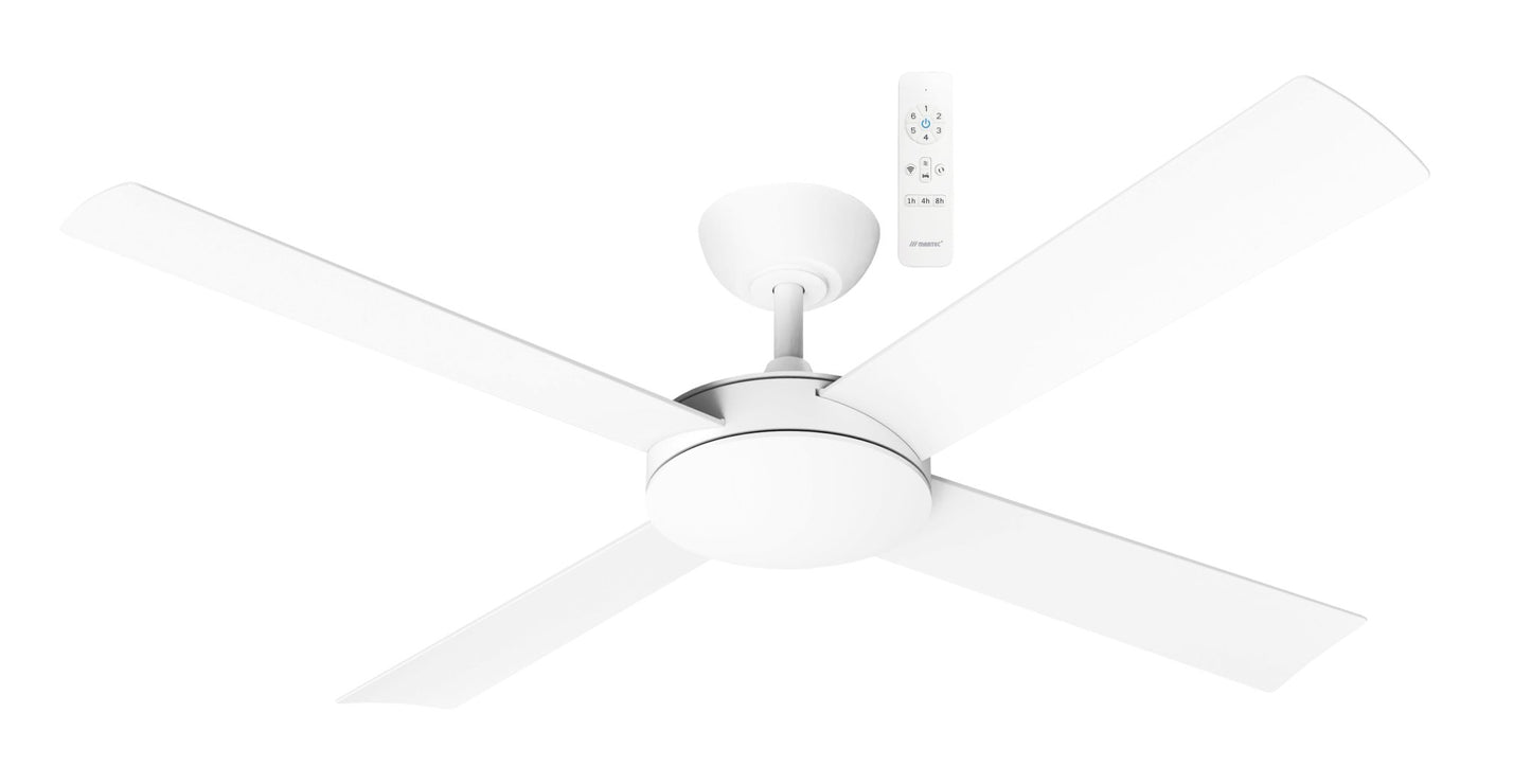 Quantum DC 48 or 52 Ceiling Fan Matt White - Mases LightingMartec