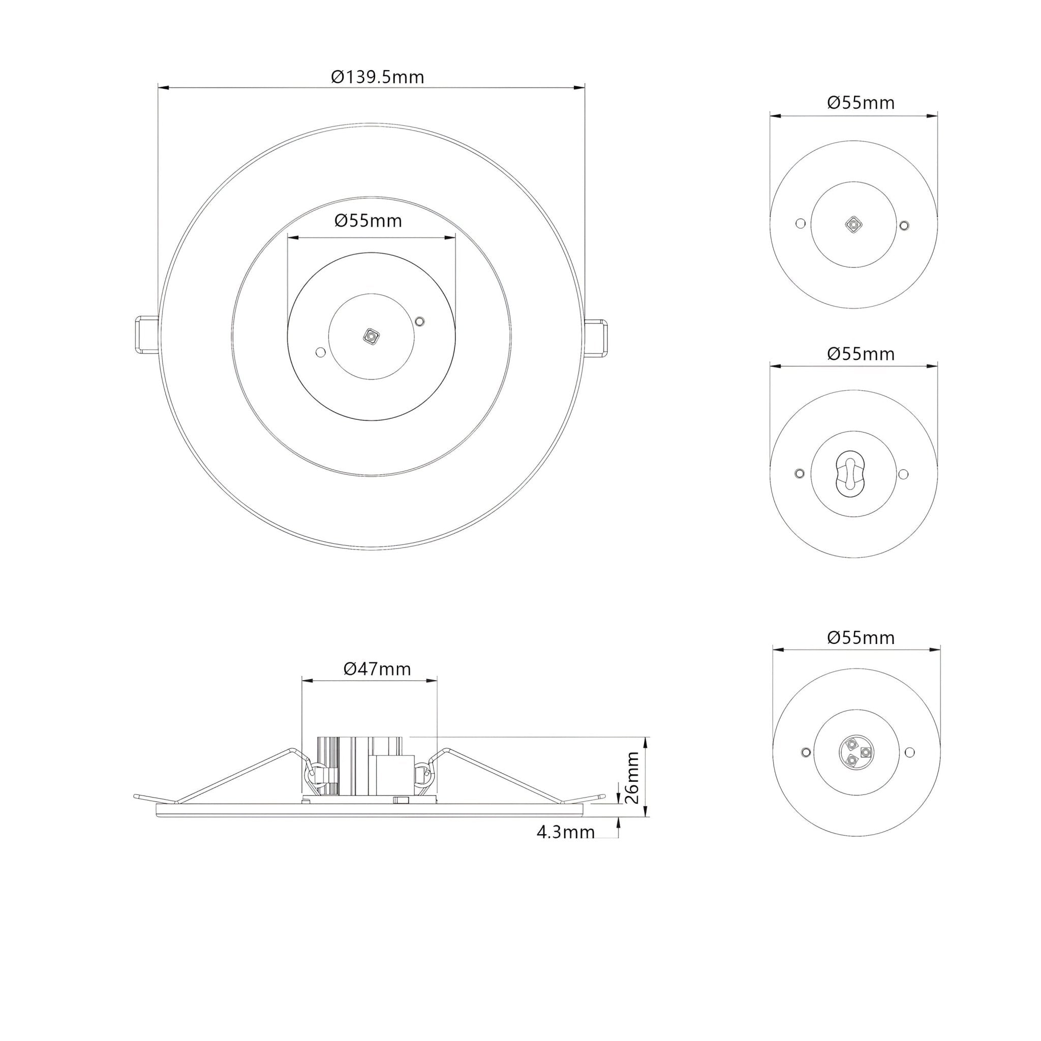 Reech Recessed Emergency Led Diskfire Black/White