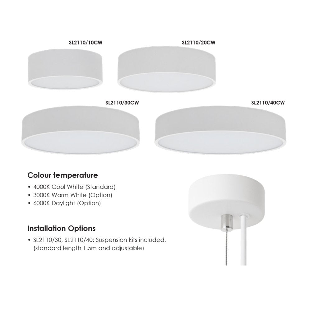 SAL Flat 18W LED Dimmable Low Profile Oyster White / Cool White - SL2110/30CW - Mases LightingSAL