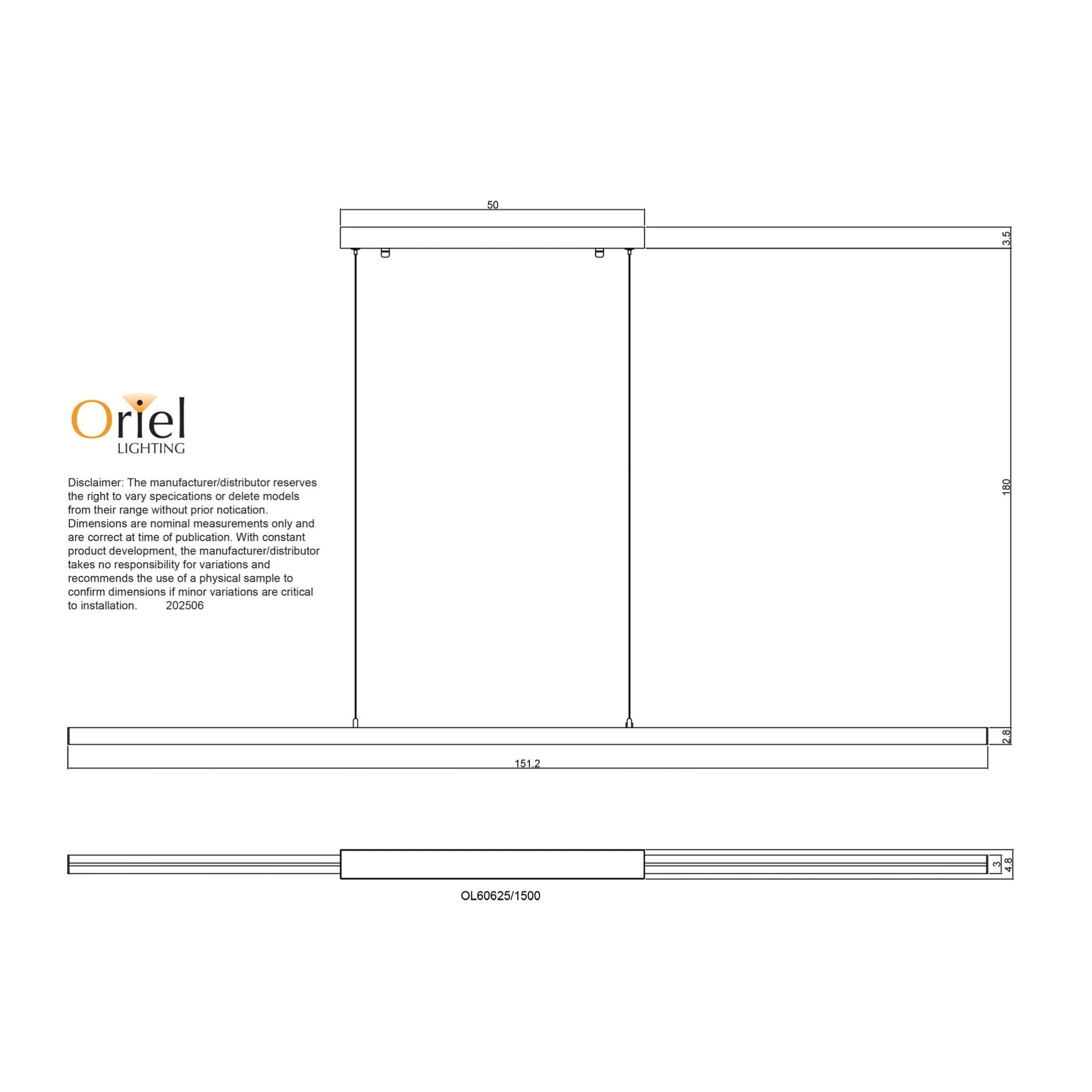 SHARD CCT - Slimline LED Pendant - Mases LightingOriel Lighting