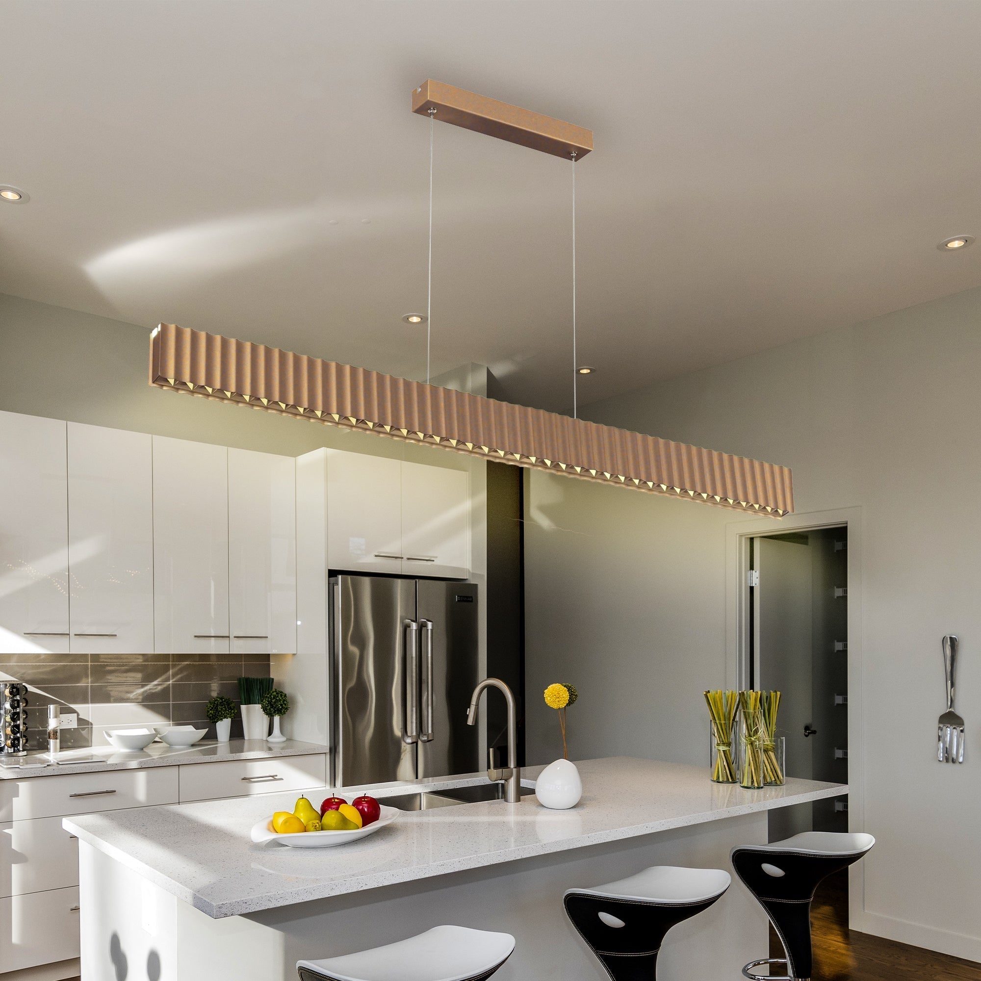 Skyline Brilliance Linear LED Pendant Light 78W 4000K in Black or White or Gold | Lighting Creations
