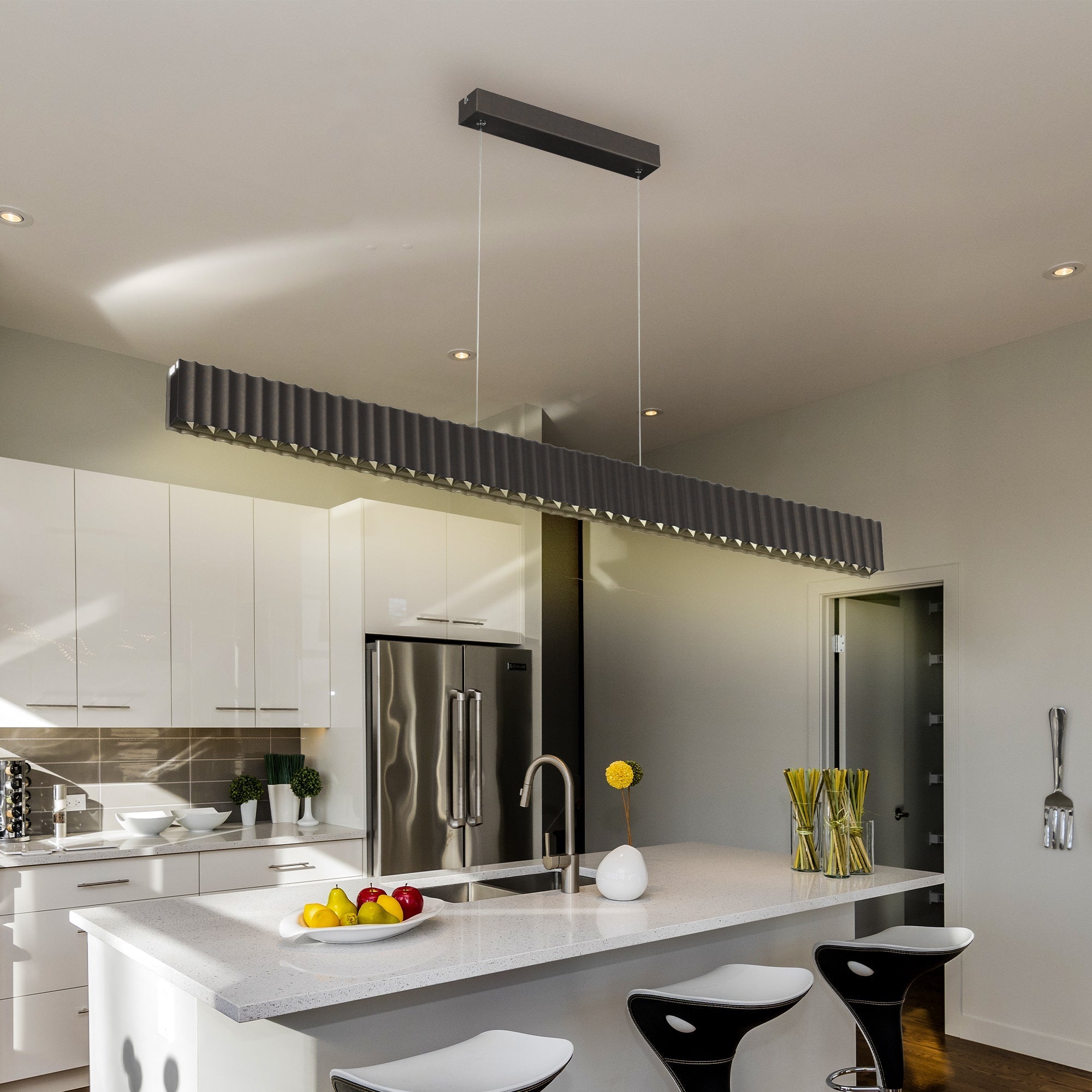 Skyline Brilliance Linear LED Pendant Light 78W 4000K in Black or White or Gold | Lighting Creations