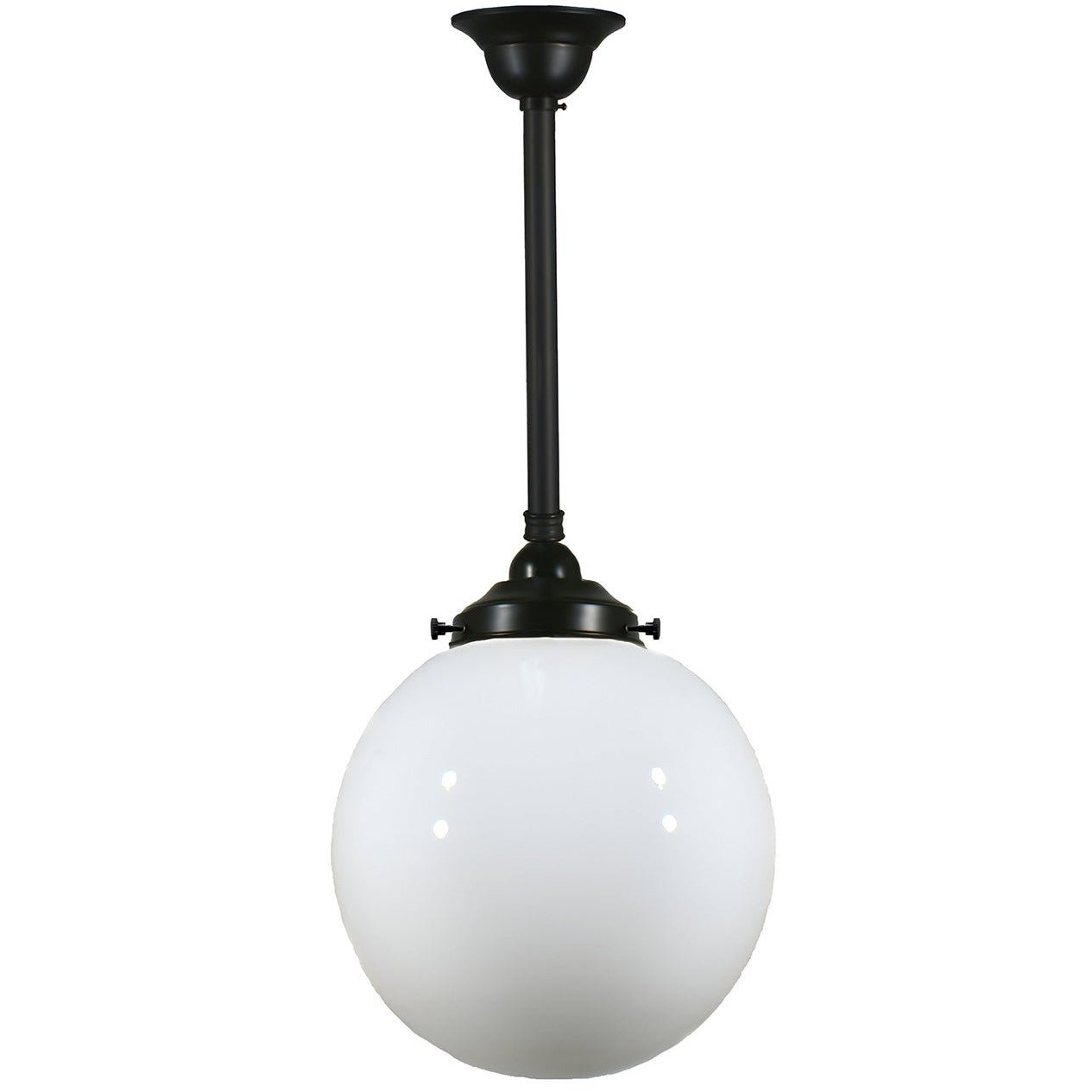 Sphere  8" or 10" or 12" 1 Light ROD Pendant Light - Black/Chrome/Polished Brass/Chrome Retro