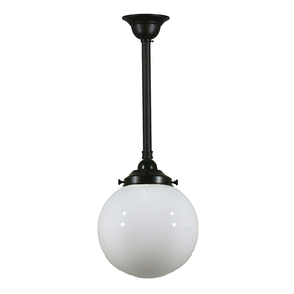 Sphere  8" or 10" or 12" 1 Light ROD Pendant Light - Black/Chrome/Polished Brass/Chrome Retro