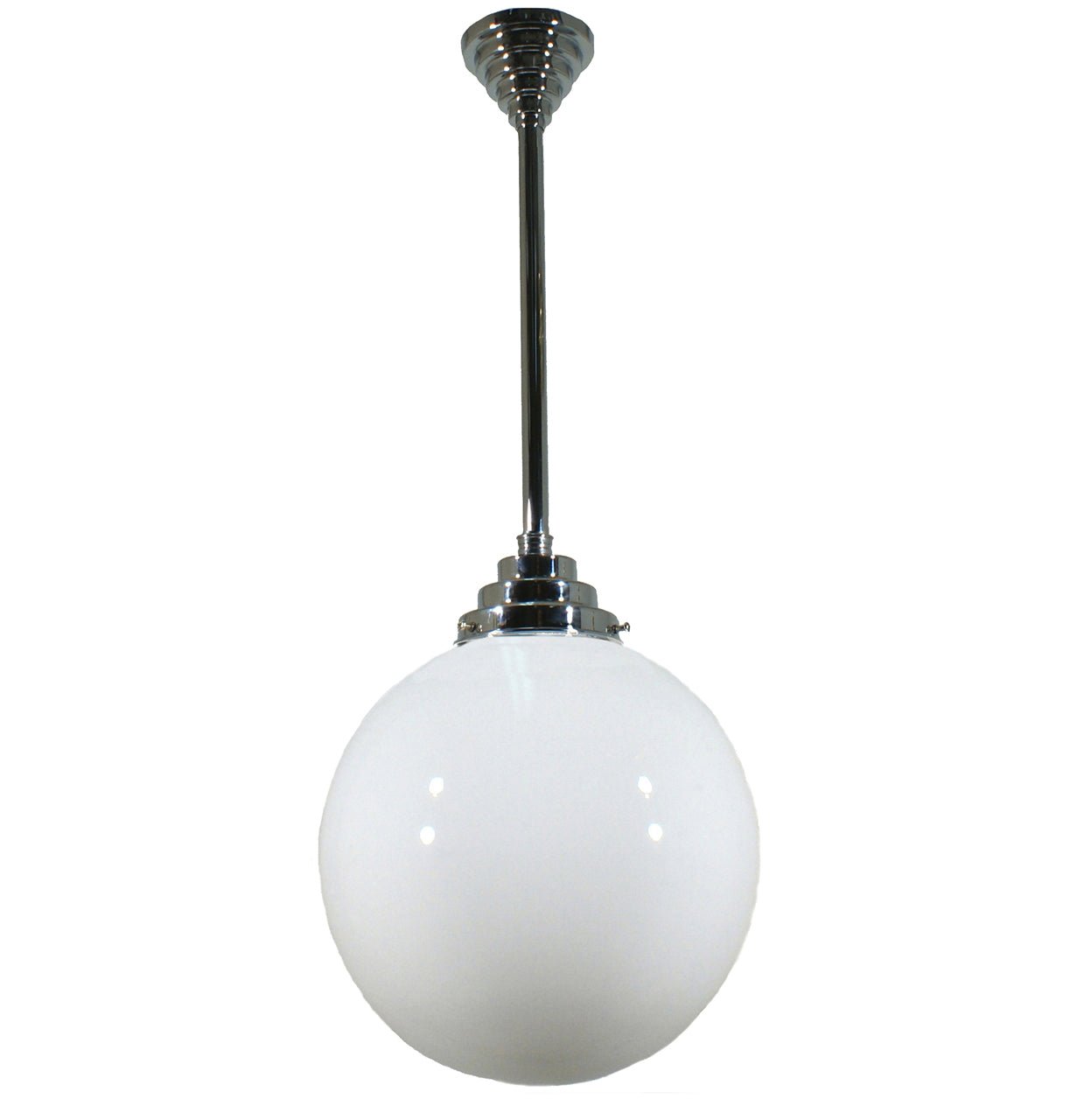 Sphere 8" or 10" or 12" 1 Light ROD Pendant Light - Black/Chrome/Polished Brass/Chrome Retro - Mases LightingLode Lighting