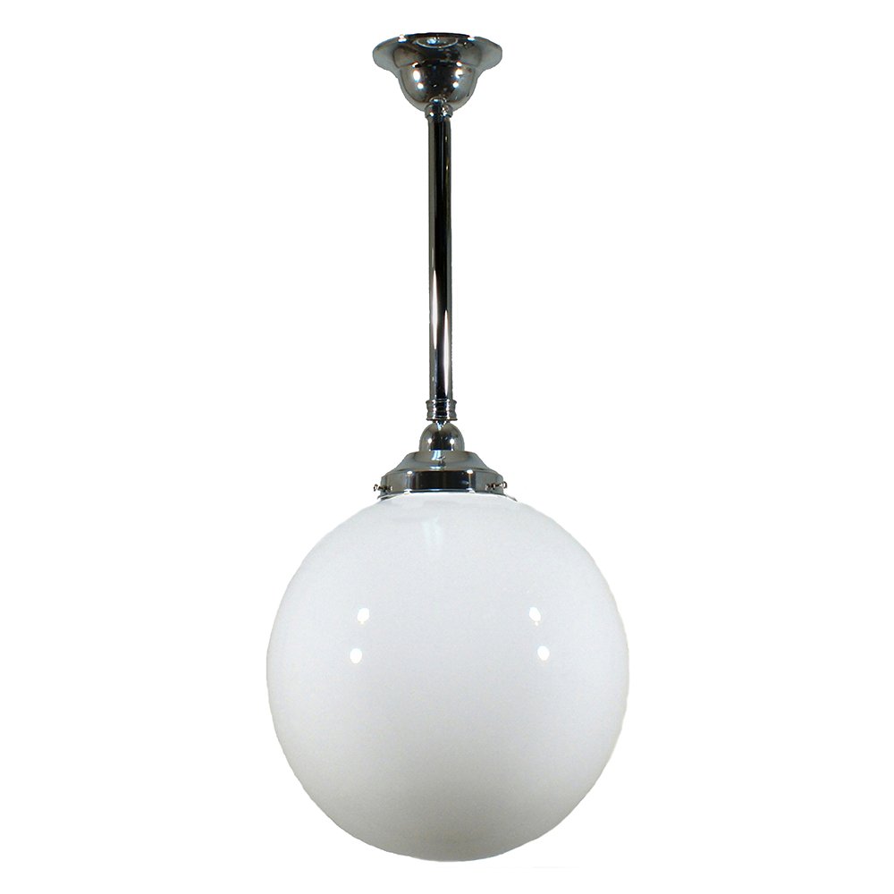 Sphere  8" or 10" or 12" 1 Light ROD Pendant Light - Black/Chrome/Polished Brass/Chrome Retro