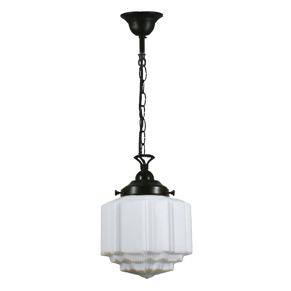 St Kilda 8" 1 Light CHAIN Pendant Light - Black/Chrome/Polished Brass