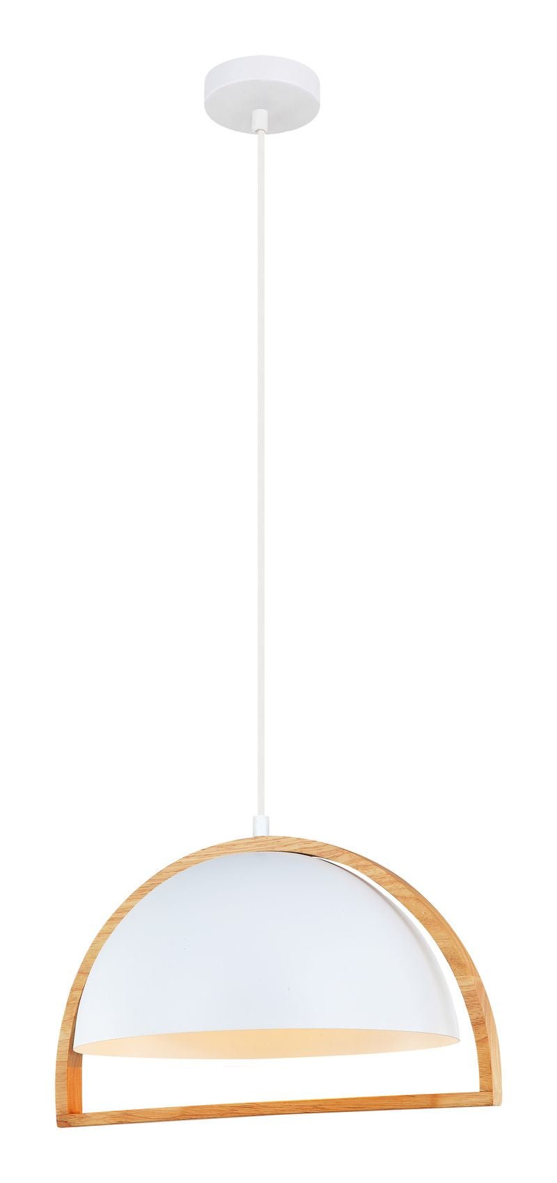 Swing Pendant Light in Oblong, Dome or Ellipse Wood Frame (White or Black) - Mases LightingCLA