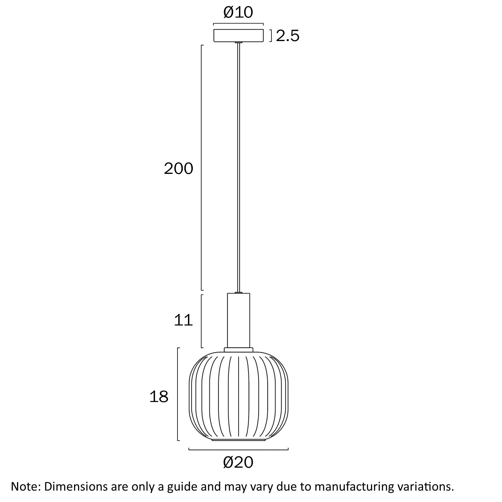 Telbix Aosta 20CM Pendant Light Black - AOSTA PE20 - BKFR - Mases LightingMases Lighting