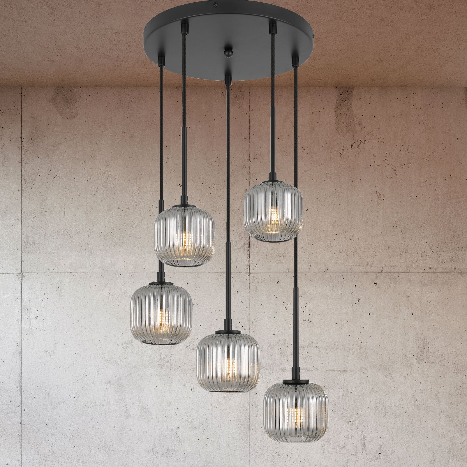 Telbix Bobo 5 Pendant Antique Gold/Black Smoke