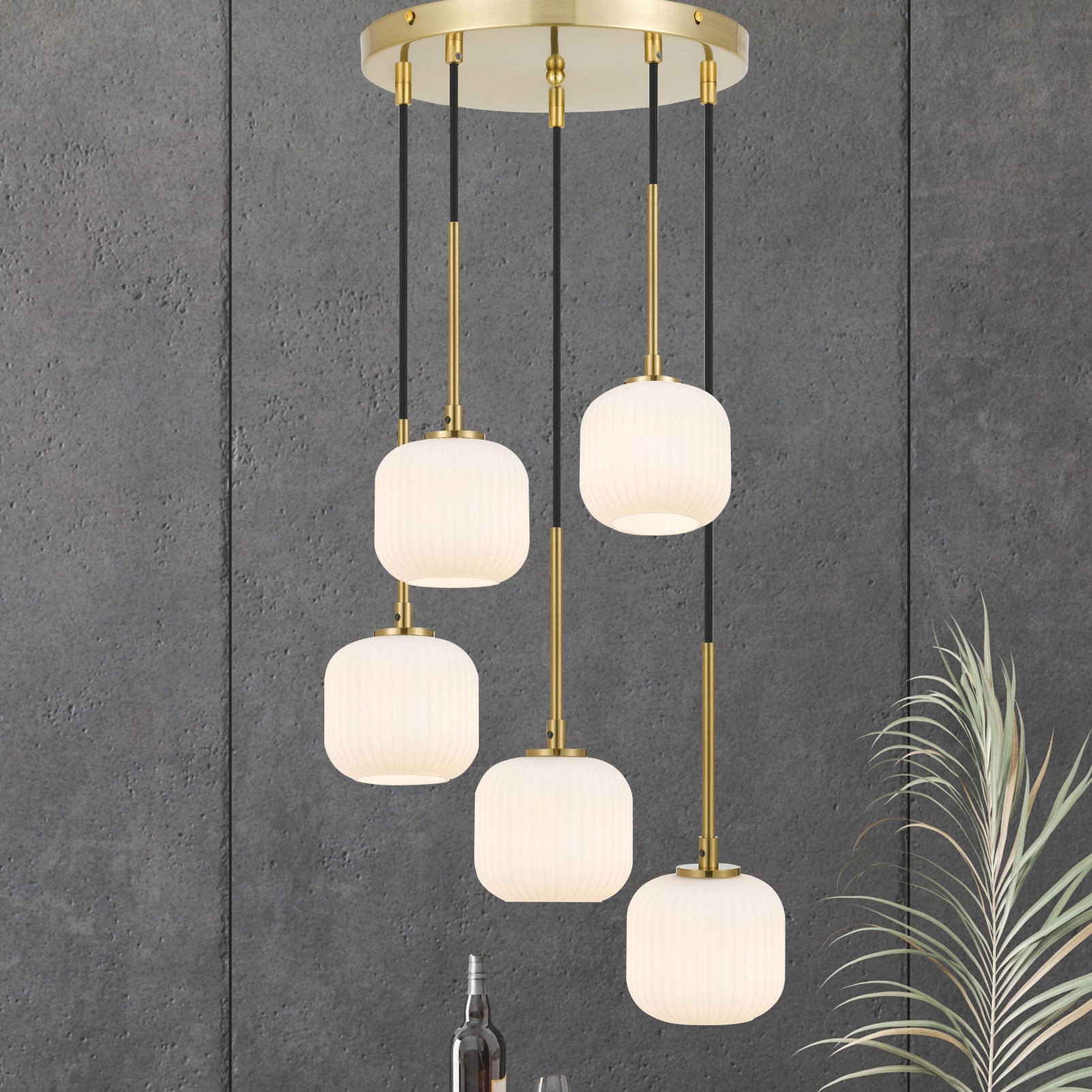 Telbix Bobo 5 Pendant Antique Gold/Black Smoke
