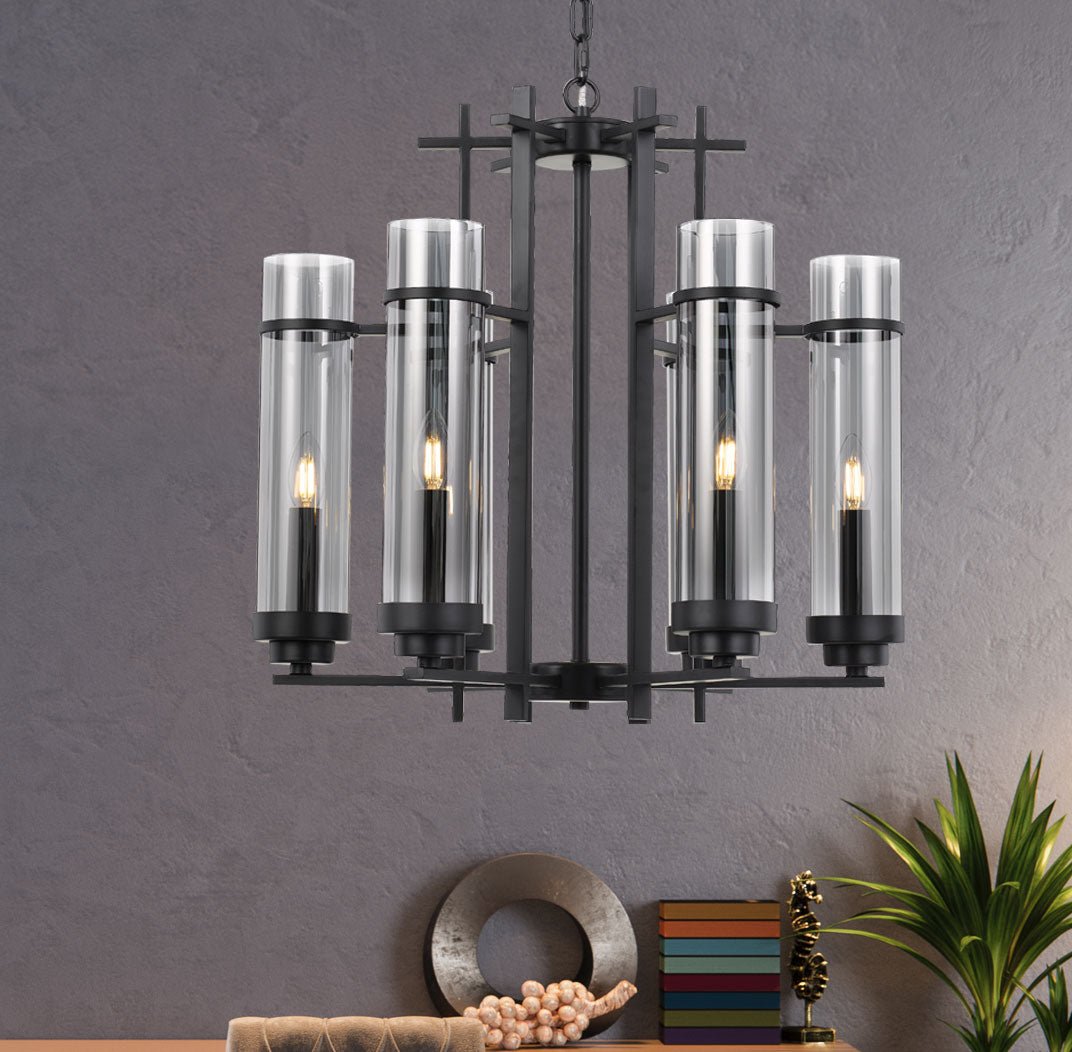 Telbix Burgess 6LT Pendant - Black - Mases LightingTelbix