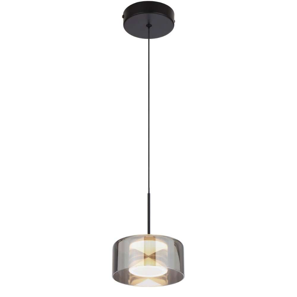 Telbix Cedro 1 Light Pendant Black/Smoke Glass - Mases LightingTelbix