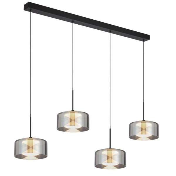 Telbix Cedro 4 Light Bar Pendant Black/Smoke Glass